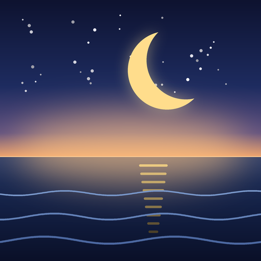 Fourth Watch app icon: a crescent moon over calm water at dawn